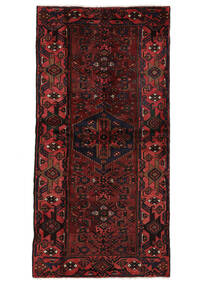  Hamadan Rug 107X214 Persian Wool Black/Dark Red Small Carpetvista