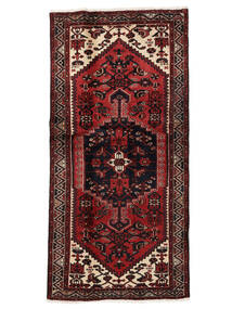  Orientalischer Hamadan Teppich 95X200 Schwarz/Dunkelrot Wolle, Persien/Iran Carpetvista