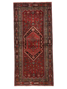 104X225 Alfombra Hamadan Oriental Negro/Rojo Oscuro (Lana, Persia/Irán) Carpetvista