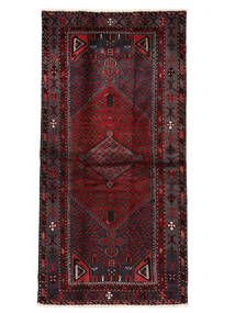 110X215 Tapis D'orient Hamadan Noir/Rouge Foncé (Laine, Perse/Iran) Carpetvista