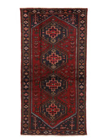 絨毯 ハマダン 101X203 ブラック/ダークレッド (ウール, ペルシャ/イラン)