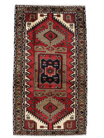 Hamadan Vloerkleed 101X181 Zwart/Donkerrood Wol, Perzië/Iran Carpetvista