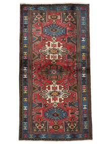 絨毯 ペルシャ ハマダン 104X195 ブラック/ダークレッド (ウール, ペルシャ/イラン)