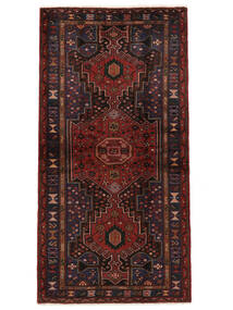 111X213 絨毯 オリエンタル ハマダン ブラック/ダークレッド (ウール, ペルシャ/イラン) Carpetvista