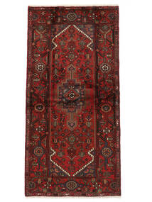  Orientalsk Hamadan Tæppe 103X206 Sort/Mørkerød Uld, Persien/Iran Carpetvista