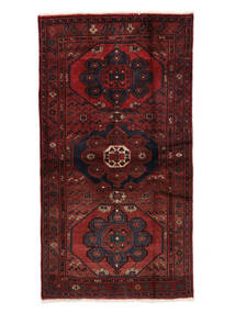  Hamadan Rug 105X198 Persian Wool Black/Dark Red Small Carpetvista