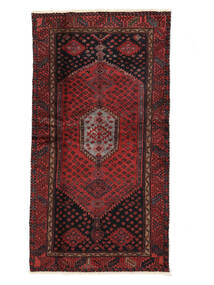 絨毯 ハマダン 103X191 ブラック/ダークレッド (ウール, ペルシャ/イラン)
