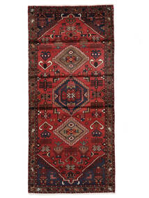  Hamadan Rug 98X215 Persian Wool Black/Dark Red Small Carpetvista