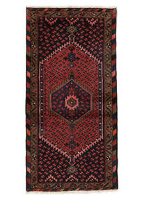 Hamadan Matot Matto 76X150 Musta/Tummanpunainen Villa, Persia/Iran Carpetvista