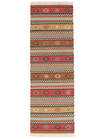 絨毯 キリム Nezzim - レッド/茶色 80X250 廊下 カーペット レッド/茶色 (ウール, インド)