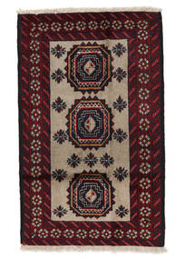 83X134 絨毯 バルーチ オリエンタル ブラック/茶色 (ウール, ペルシャ/イラン) Carpetvista