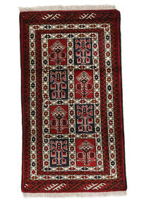 76X133 Turkaman Vloerkleed Oosters Zwart/Donkerrood (Wol, Perzië/Iran) Carpetvista