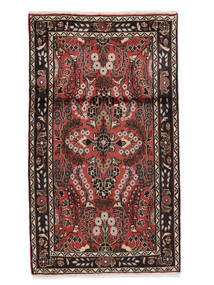 75X134 Asadabad Teppich Orientalischer Schwarz/Dunkelrot (Wolle, Persien/Iran) Carpetvista