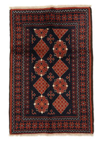 83X124 絨毯 バルーチ オリエンタル ブラック/ダークレッド (ウール, ペルシャ/イラン) Carpetvista