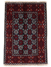 80X116 絨毯 バルーチ オリエンタル ブラック/ダークレッド (ウール, ペルシャ/イラン) Carpetvista