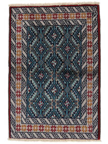 絨毯 バルーチ 84X122 ブラック/ダークグレー (ウール, ペルシャ/イラン)