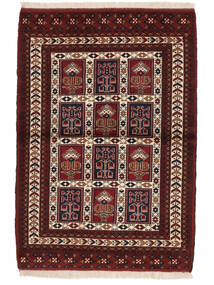  Orientalischer Turkaman Teppich 84X123 Schwarz/Dunkelrot Wolle, Persien/Iran Carpetvista