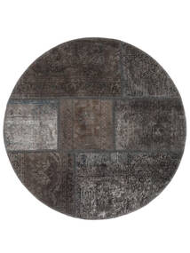  Persian Patchwork Rug Ø 100 Round Black/Dark Grey (Wool, Persia/Iran)