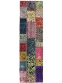 75X258 絨毯 パッチワーク モダン 廊下 カーペット 黒/深紅色の (ウール, ペルシャ/イラン)