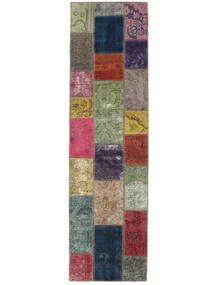 73X260 絨毯 パッチワーク モダン 廊下 カーペット ブラック/ダークレッド (ウール, ペルシャ/イラン) Carpetvista