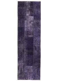  Patchwork Szőnyeg 74X255 Vintage Perzsa Gyapjúszőnyeg Fekete/Sötétlila Kicsi Carpetvista