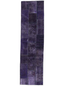 82X300 Patchwork Teppich Moderner Läufer Schwarz/Dunkellila (Wolle, Persien/Iran) Carpetvista