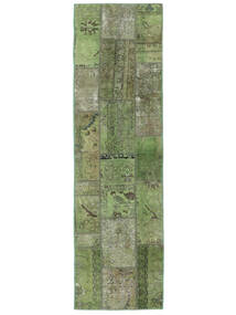 74X256 絨毯 パッチワーク モダン 廊下 カーペット グリーン/ダークグリーン (ウール, ペルシャ/イラン) Carpetvista