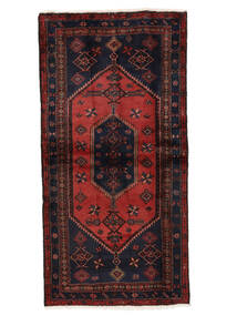  Orientalischer Hamadan Teppich 101X205 Schwarz/Dunkelrot Wolle, Persien/Iran Carpetvista