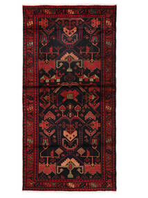  Oriental Hamadan Rug 107X212 Black/Dark Red Wool, Persia/Iran Carpetvista