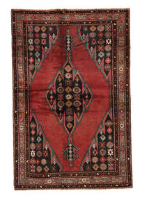  Persischer Hamadan Teppich 136X208 Schwarz/Dunkelrot (Wolle, Persien/Iran)