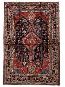  Persischer Hamadan Teppich 134X199 Schwarz/Dunkelrot (Wolle, Persien/Iran)