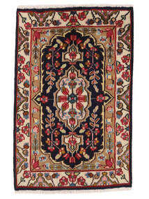 57X89 絨毯 ケルマン オリエンタル ブラック/ダークレッド (ウール, ペルシャ/イラン) Carpetvista