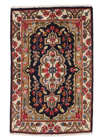 58X89 絨毯 ケルマン オリエンタル ブラック/ダークレッド (ウール, ペルシャ/イラン) Carpetvista