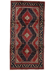 157X308 絨毯 ハマダン オリエンタル 廊下 カーペット ブラック/ダークレッド (ウール, ペルシャ/イラン) Carpetvista