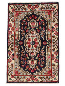 絨毯 ペルシャ ケルマン 58X90 ブラック/茶色 (ウール, ペルシャ/イラン)