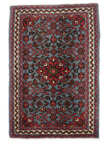  Orientalsk Hosseinabad Teppe 66X97 Svart/Mørk Rød Ull, Persia/Iran Carpetvista