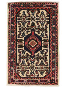 58X91 Asadabad Teppich Orientalischer Schwarz/Dunkelrot (Wolle, Persien/Iran) Carpetvista