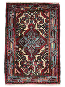 56X82 絨毯 オリエンタル アサダバード ブラック/ダークレッド (ウール, ペルシャ/イラン) Carpetvista