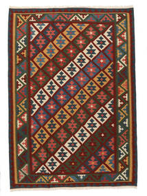 Tapete Persa Kilim Fars 210X297 Preto/Vermelho Escuro (Lã, Pérsia/Irão)