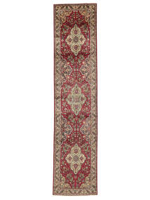 絨毯 オリエンタル タブリーズ 91X400 廊下 カーペット 茶色/ダークレッド (ウール, ペルシャ/イラン)