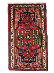 絨毯 ペルシャ ハマダン 60X101 ブラック/ダークレッド (ウール, ペルシャ/イラン)