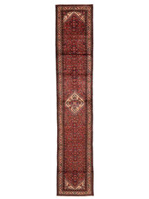Hosseinabad Vloerkleed 85X442 Tapijtloper Donkerrood/Zwart Wol, Perzië/Iran Carpetvista