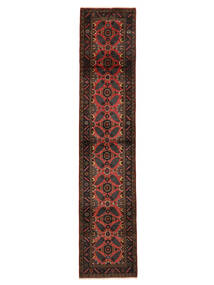 Tapis Persan Hamadan 80X380 De Couloir Noir/Rouge Foncé (Laine, Perse/Iran)