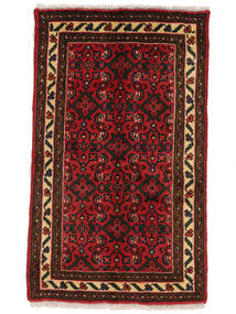 56X96 絨毯 オリエンタル ホセイナバード ブラック/ダークレッド (ウール, ペルシャ/イラン) Carpetvista