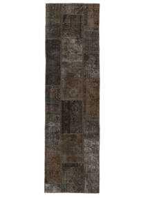  Persischer Patchwork Teppich 75X259 Läufer Schwarz/Braun (Wolle, Persien/Iran)