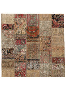 絨毯 Patchwork - Persien/Iran 206X206 正方形 茶色/ブラック (ウール, ペルシャ/イラン)