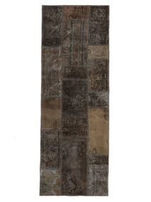 Patchwork Teppich 74X208 Läufer Schwarz/Braun Wolle, Persien/Iran Carpetvista