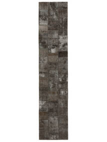  Persischer Patchwork Teppich 85X408 Läufer Schwarz/Braun (Wolle, Persien/Iran)