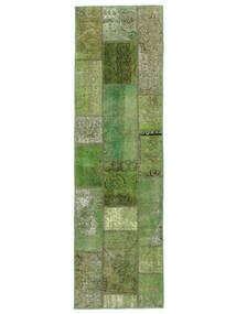 74X255 Patchwork Teppich Moderner Läufer Grün/Dunkelgrün (Wolle, Persien/Iran) Carpetvista