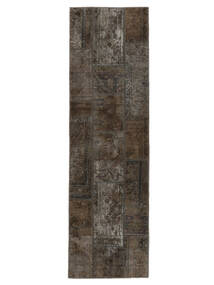 74X254 絨毯 パッチワーク モダン 廊下 カーペット ブラック/茶色 (ウール, ペルシャ/イラン) Carpetvista